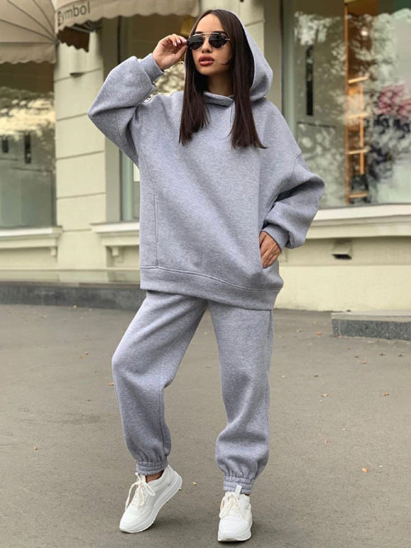 Women's casual hooded sweatshirt two-piece set