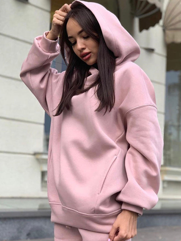 Women's casual hooded sweatshirt two-piece set