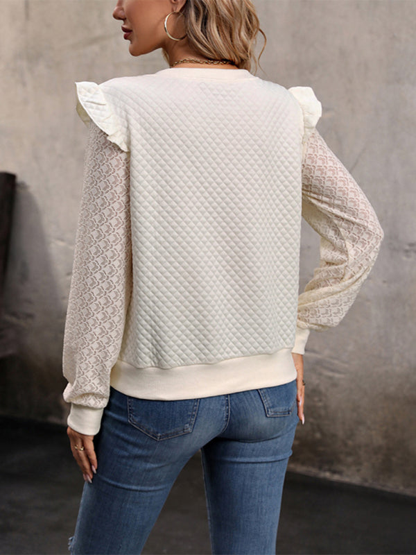 New women's long sleeve solid color knitted top