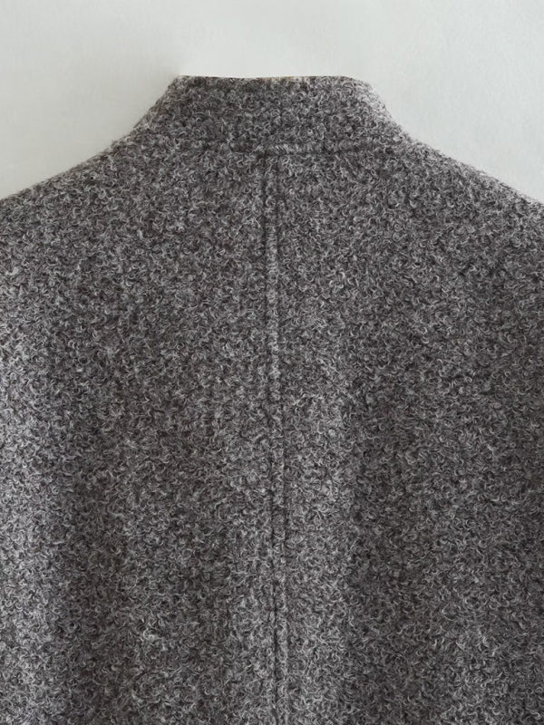 Loose casual jacket street stand collar concealed button jacket
