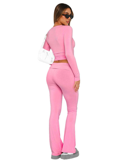 New women's fashionable, comfortable, slim, slim, anti-waist, low-waist flared pants