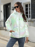 New Fashionable Shiny Cotton Hooded Bread Jacket Warm Cotton Jacket