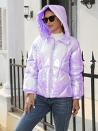 New Fashionable Shiny Cotton Hooded Bread Jacket Warm Cotton Jacket