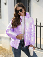 New Fashionable Shiny Cotton Hooded Bread Jacket Warm Cotton Jacket