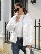 New Fashionable Shiny Cotton Hooded Bread Jacket Warm Cotton Jacket