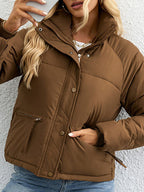 Women's short simple stand collar down jacket