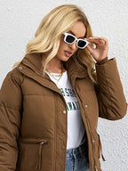 Women's short simple stand collar down jacket