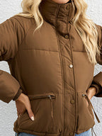 Women's short simple stand collar down jacket