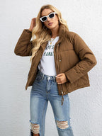 Women's short simple stand collar down jacket