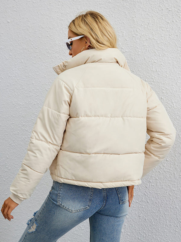 Women's short simple stand collar down jacket