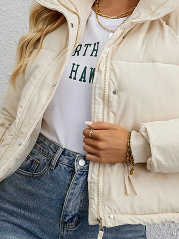 Women's short simple stand collar down jacket