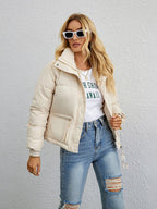 Women's short simple stand collar down jacket