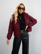 Women's short simple stand collar down jacket