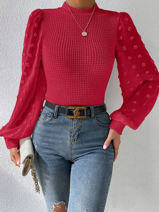 Women's New Fashionable Round Neck Spliced Long Sleeve Sweater