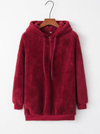 Women's hooded drawstring pocket sweatshirt fleece jacket