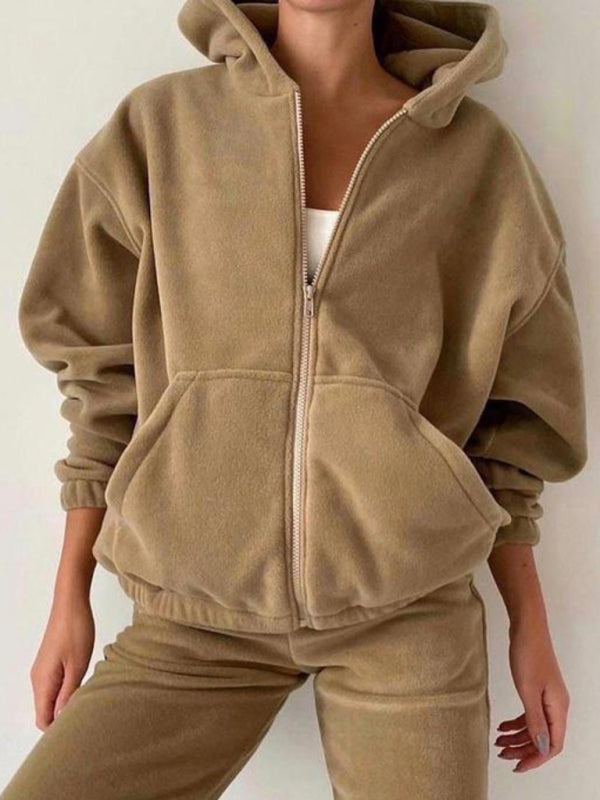 women's hooded sweatshirt sports casual suit two piece set