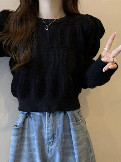 Women's high waist short knitted sweater top