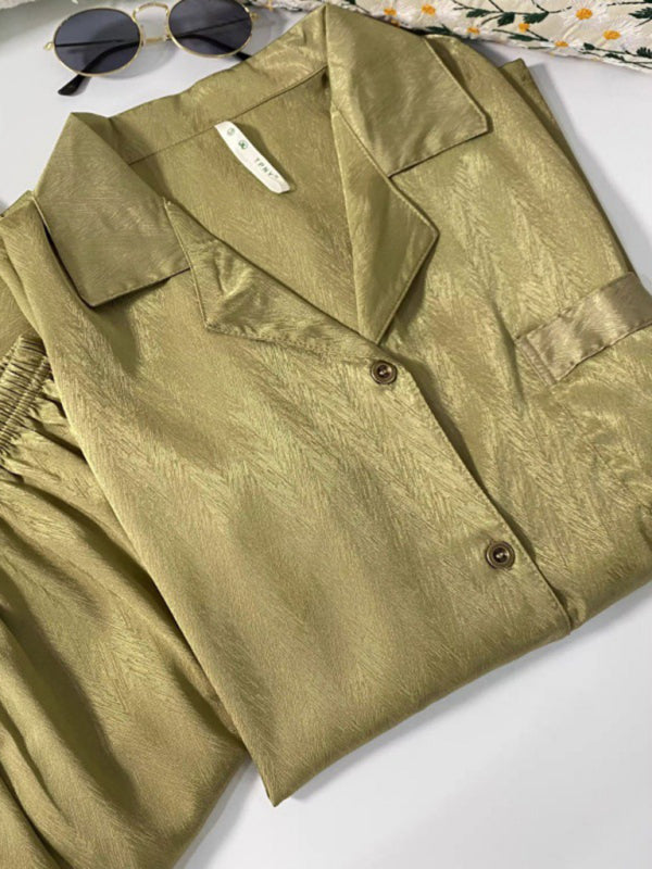 New ice silk long-sleeved trousers, thin, wearable pajamas and home clothes