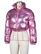 Women's hot stamping glossy warm thickened short coat