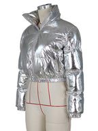 Women's hot stamping glossy warm thickened short coat