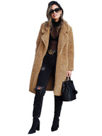 Women's loose long sleeve lapel plush jacket