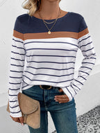 New Women's Striped Casual Long Sleeve Sweater