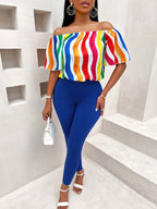 Casual loose one-shoulder short-sleeved women's suit