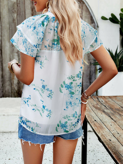 New fashionable women's casual printed short-sleeved tops
