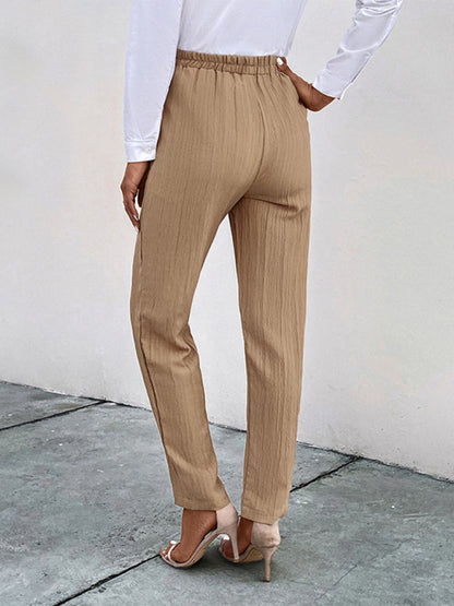 Casual elastic waist pleated women's pants