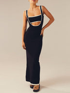 Backless hollow strapless long dress with hip covering