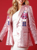 New Women's Christmas Sequined Loose Suit Top