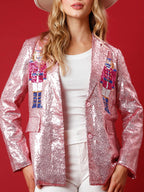 New Women's Christmas Sequined Loose Suit Top