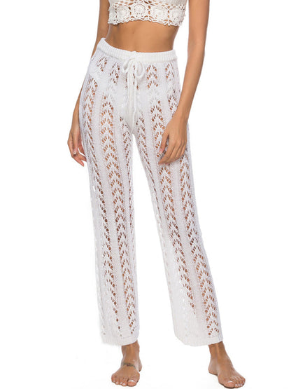 Sexy hollow loose wide leg holiday style beach trousers