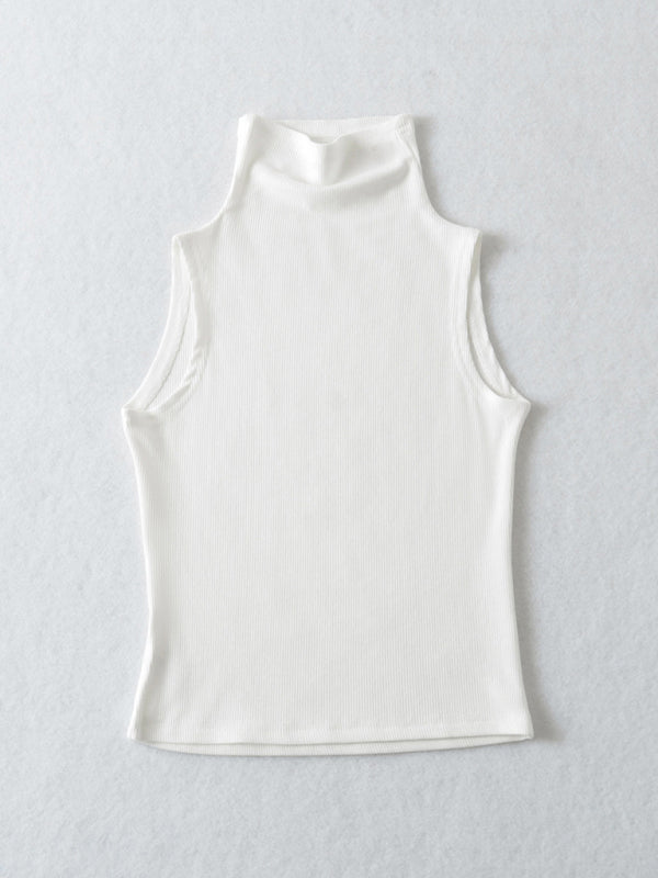 Slim fit high collar bottoming sleeveless tank top