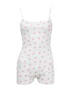 Floral print backless strap fashion suspender bodysuit
