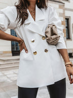 Women's new casual jacket double breasted solid color suit