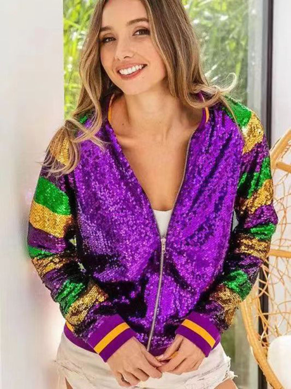 New women's sequined baseball jacket