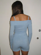 Women's one-shoulder suspender slim-fitting sexy high-waisted knitted jumpsuit