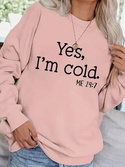 Women's yes letter print crew neck sweatshirt