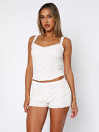 Women's suspenders lace shorts knitted pit strip print street fashion hot girl outfit