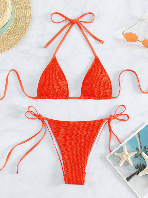 New women's fashionable and sexy wave pattern lace-up bikini