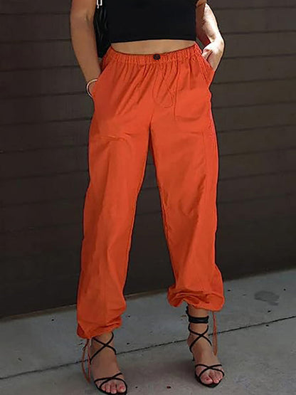 Women's Pants Casual Solid Color Pocket Elastic Waist Jogging Hip Hop Dance Pants