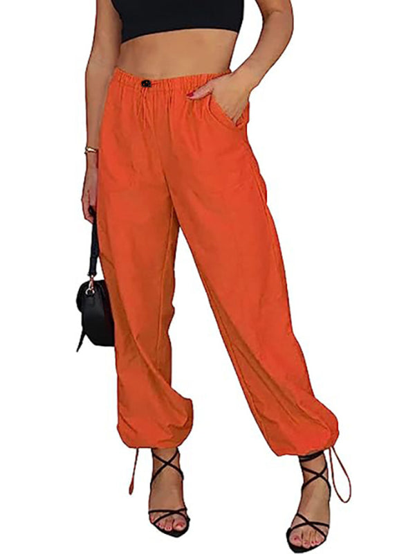 Women's Pants Casual Solid Color Pocket Elastic Waist Jogging Hip Hop Dance Pants