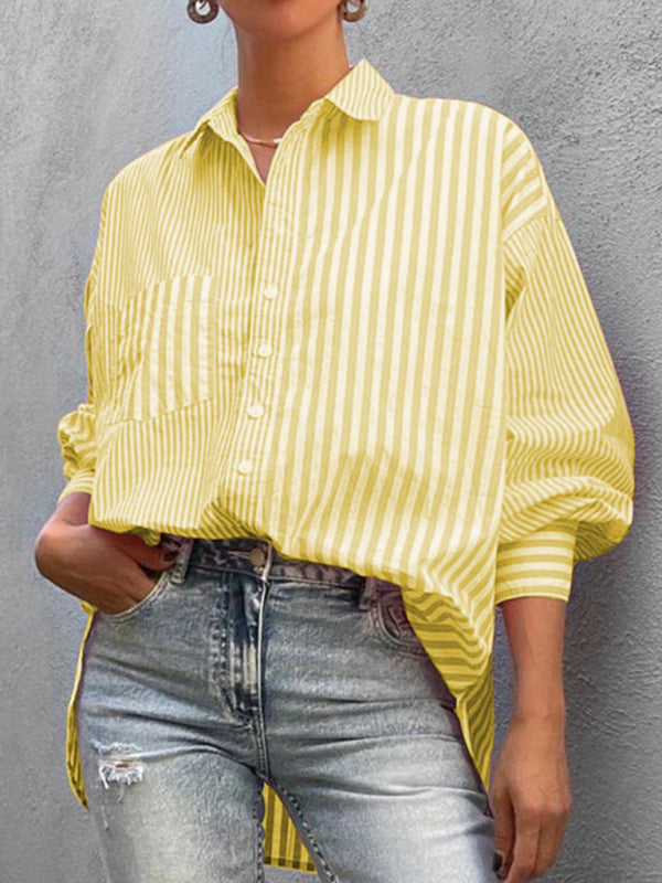 New women's simple fashionable shirt long sleeve striped shirt