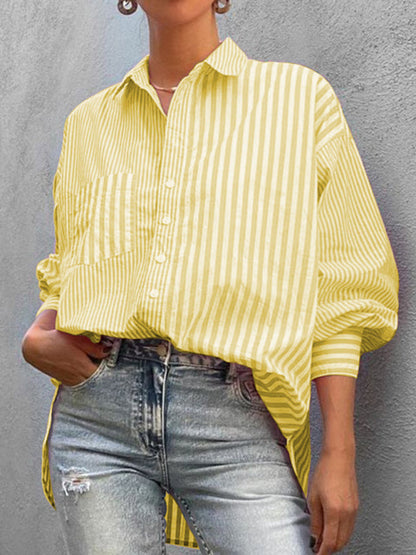 New women's simple fashionable shirt long sleeve striped shirt