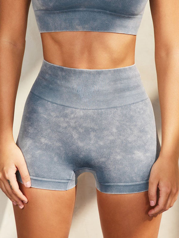 Comfortable Short-Sleeved Top + Shorts Fitness set (Blue Grey)