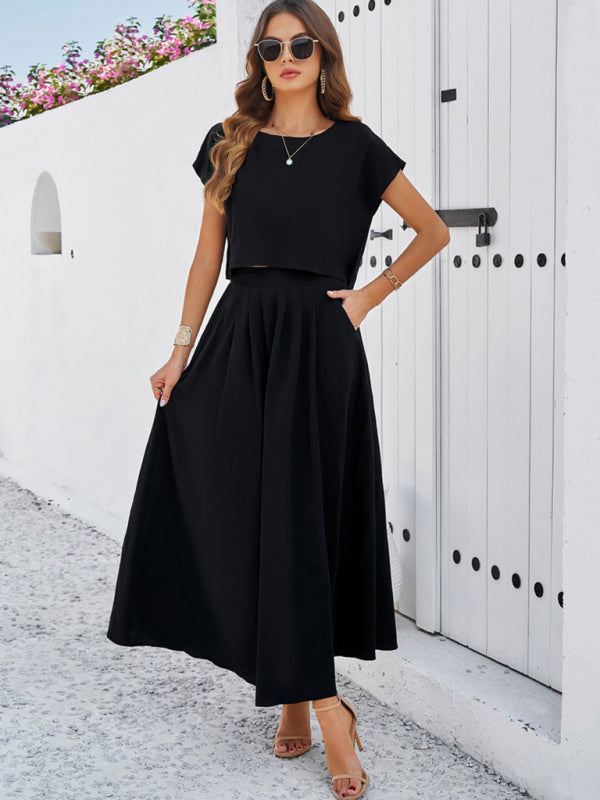 New spring and summer casual sleeveless top and long skirt suit