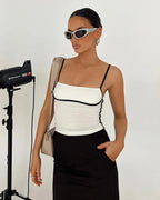 New sexy slim fit waist exposed contrast color camisole