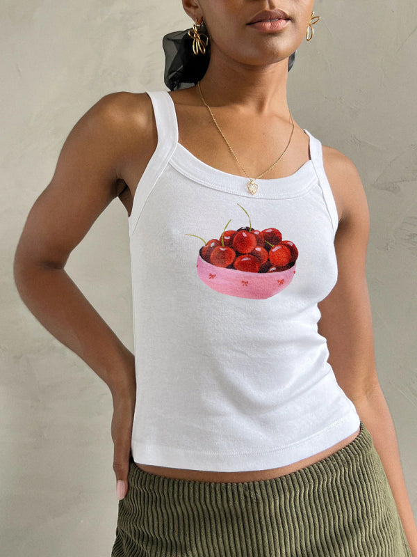 Women's simple printed hot girl camisole vest