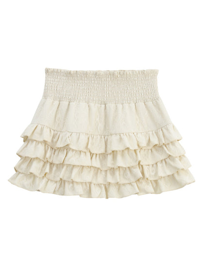 Lace puffy cake skirt high waist skirt